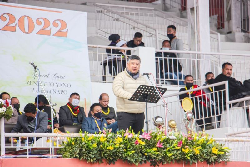 Abu Metha addressing the inaugural function of 63rd NASA Sports Meet 2022 on February 1 in Kohima.